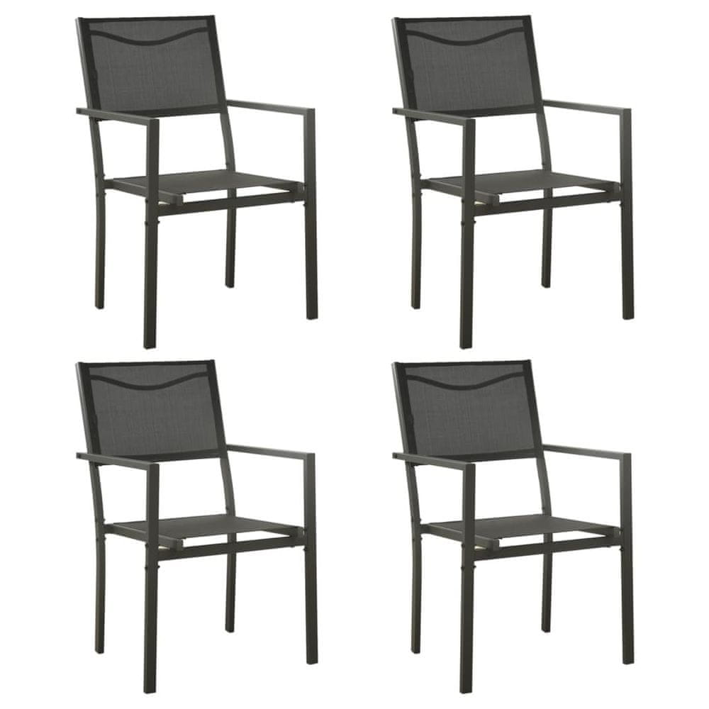 Petromila vidaXL Záhradné stoličky 4 ks textilén a oceľ čierna a antracitová